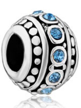 Pugster Blue Rhinestone Spacer Charm Compatible with Pandora Bracelets